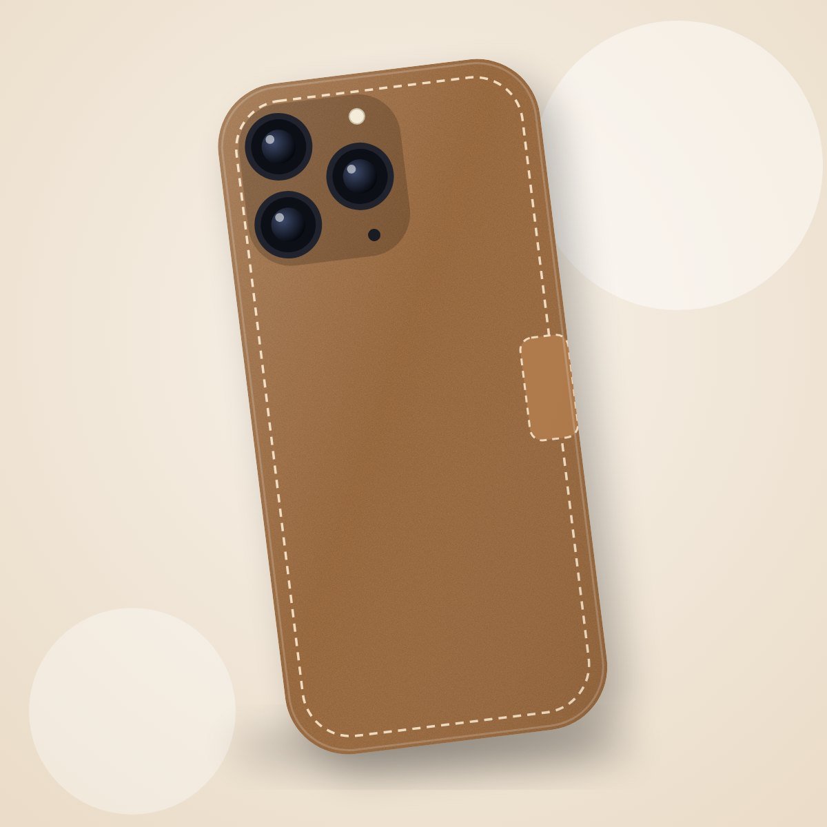 Tan Leather Folio Case for iPhone 16 Pro